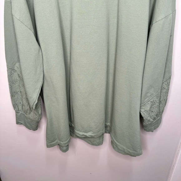 Pennington's Green Crew Neck Sweatshirt Lace Embroidered Sleeves Size 4x Casual - Picture 5 of 9